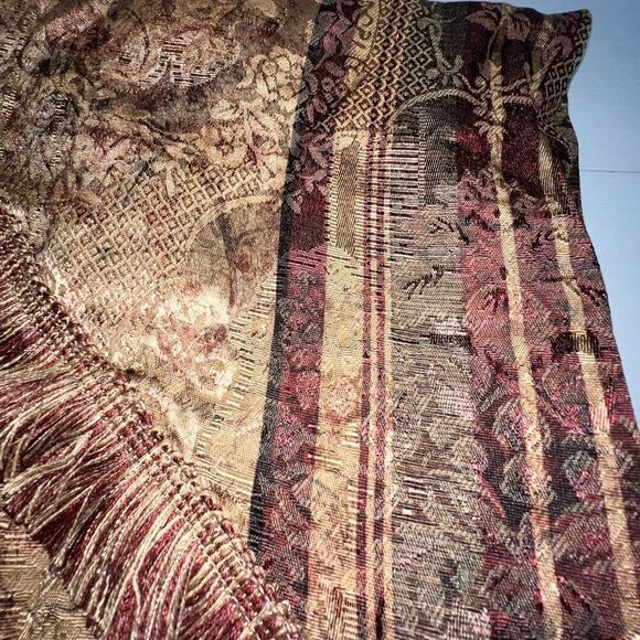 Croscill One Ascot Gold Pink Green Rose Swag Valance Fringe Trim New 40”X21” - Picture 5 of 6